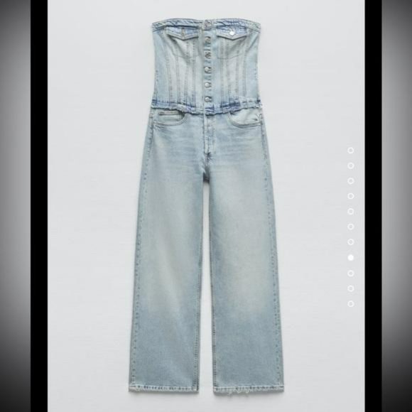 ZARA TRF STRAPLESS DENIM JUMPSUIT - Picture 2 of 3